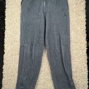 Nike Air Jordan Distressed Sweatpants Gray Size Small w Pockets Zipper Snap